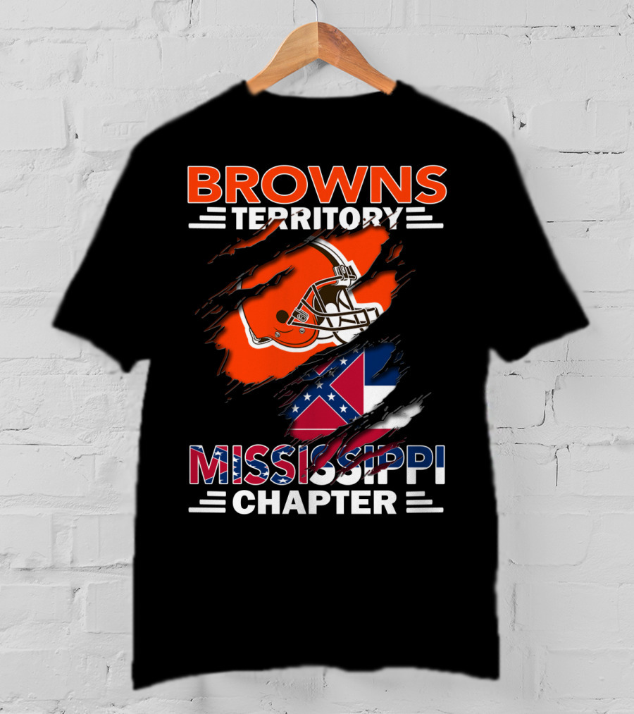 Browns Territory Mississippi Chapter Helmet And Flag T-Shirt