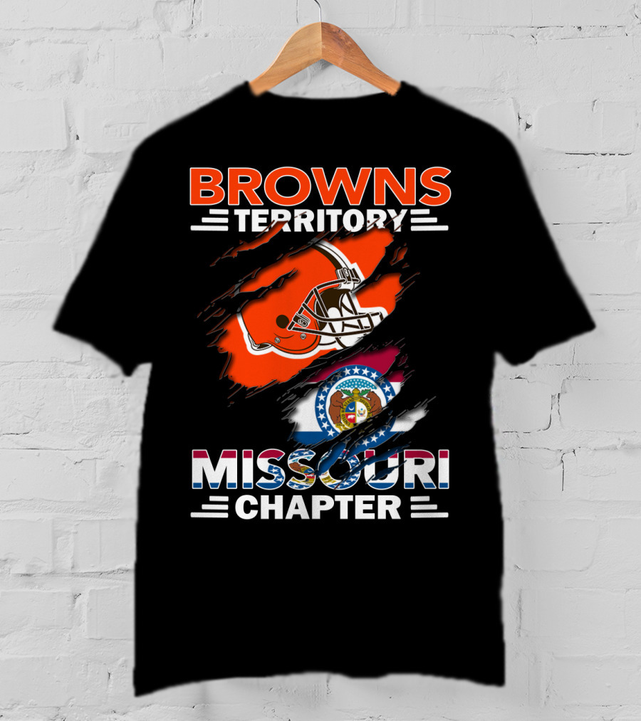Browns Territory Missouri Chapter Helmet And State Flag T-Shirt