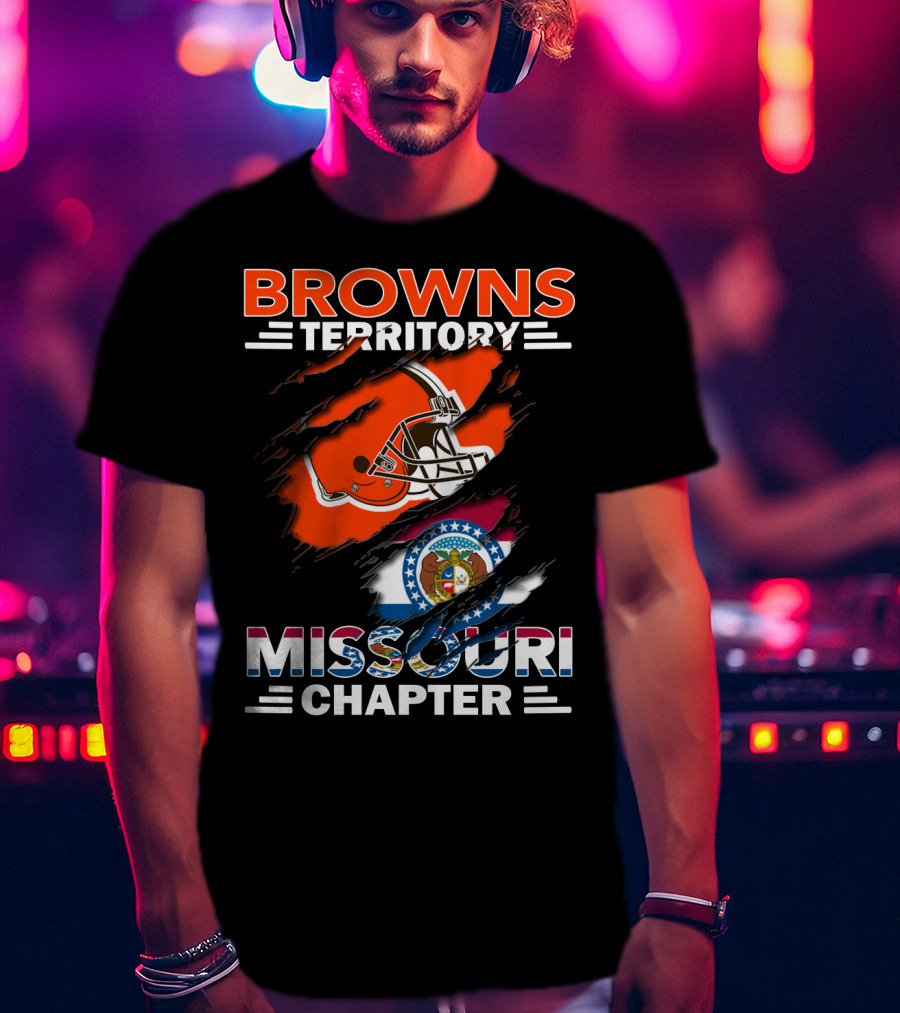 Browns Territory Missouri Chapter Helmet And State Flag T-Shirt