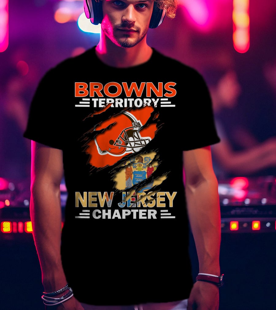 Browns Territory Football Helmet New Jersey Chapter State Flag T-Shirt
