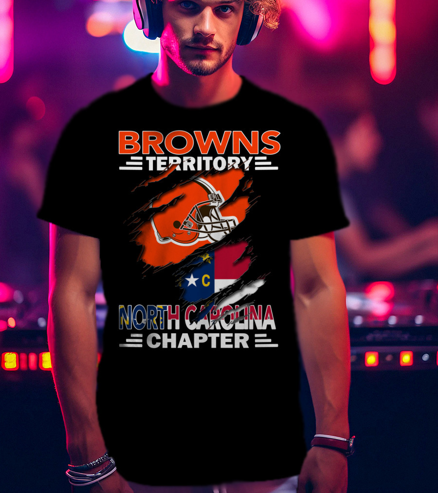 Browns Territory North Carolina Chapter Helmet And Flag T-Shirt