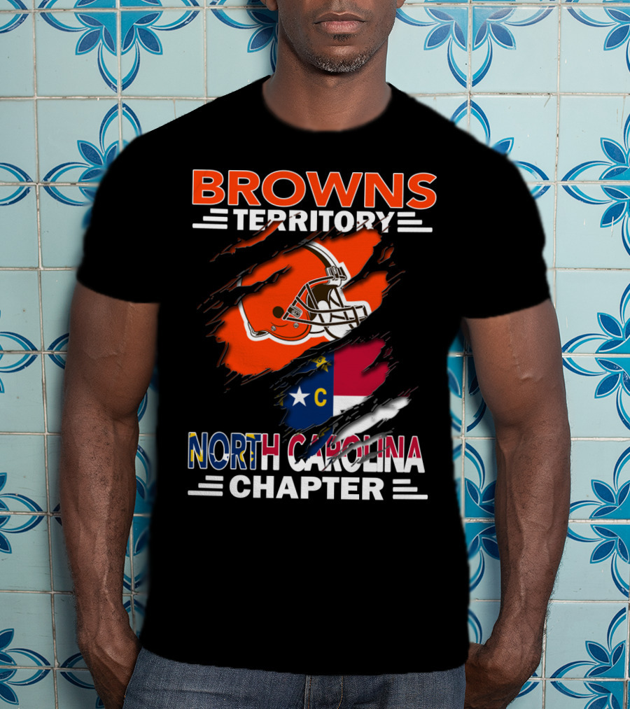 Browns Territory North Carolina Chapter Helmet And Flag T-Shirt