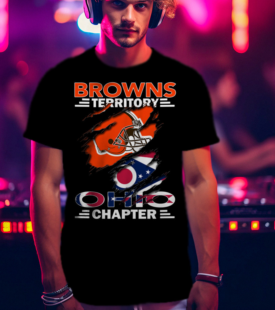 Browns Territory Ohio Chapter Helmet Flag T-Shirt