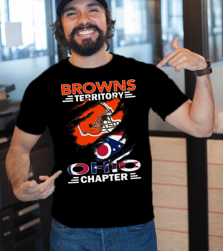 Browns Territory Ohio Chapter Helmet Flag T-Shirt