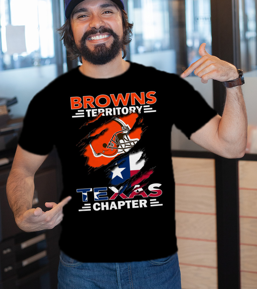 Browns Territory Texas Chapter Football Helmet And Texas Flag T-Shirt
