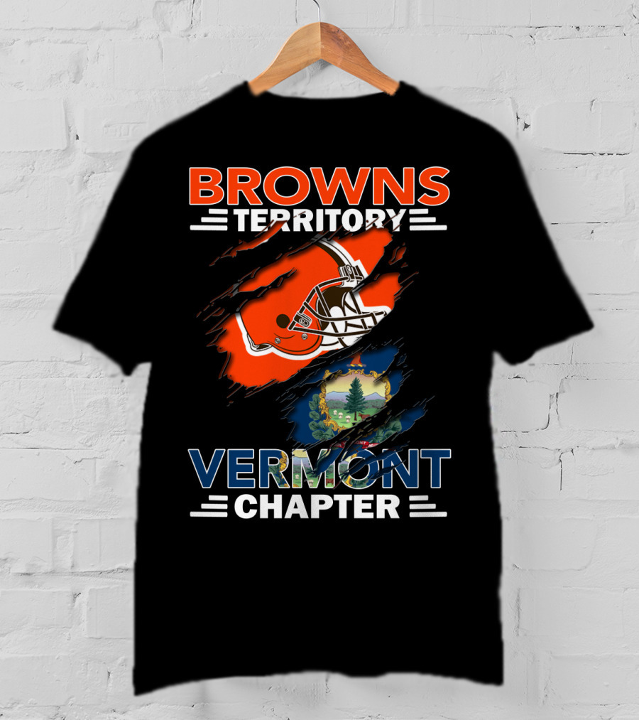 Browns Territory Vermont Chapter Helmet And Vermont State T-Shirt