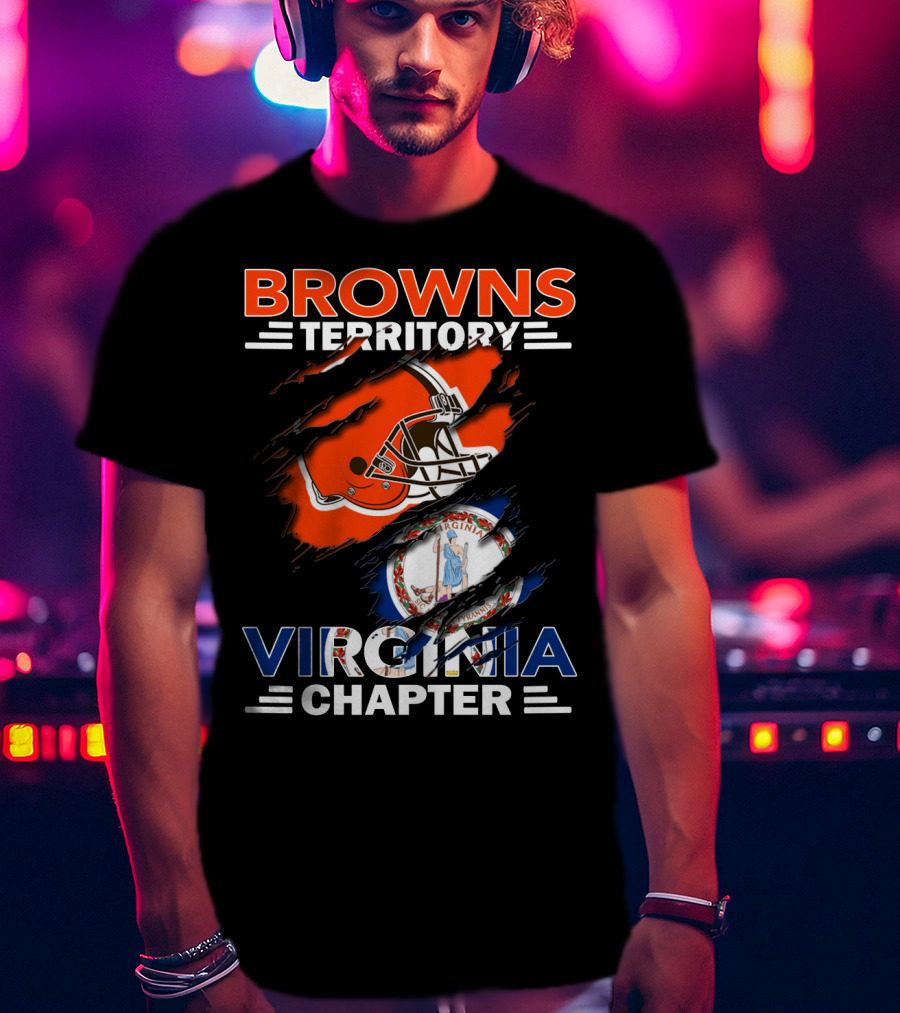 Browns Territory Virginia Chapter Helmet Virginia State Flag Fusion T-Shirt
