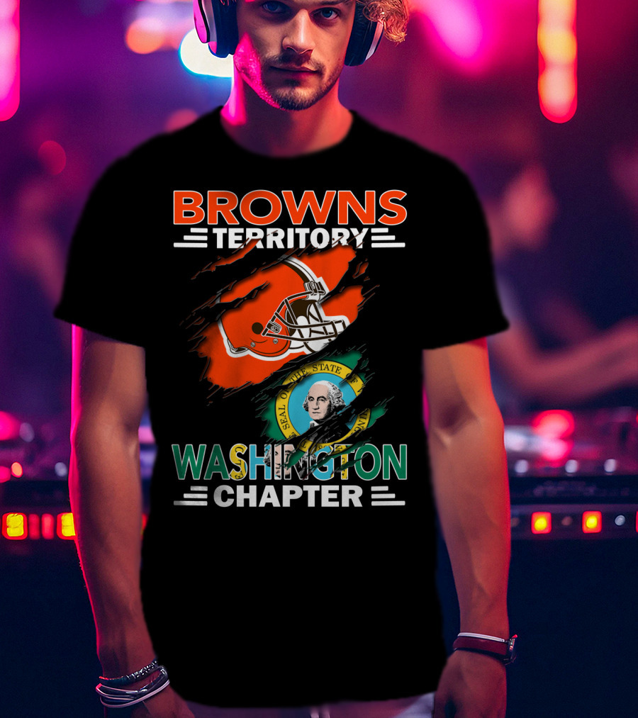 Browns Territory Washington State Chapter Seal Football Helmet Fan T-Shirt