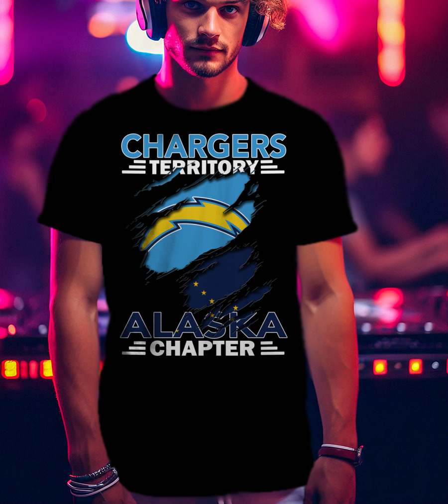 Chargers Territory Alaska Chapter Ripped Lightning Bolt And Stars T-Shirt