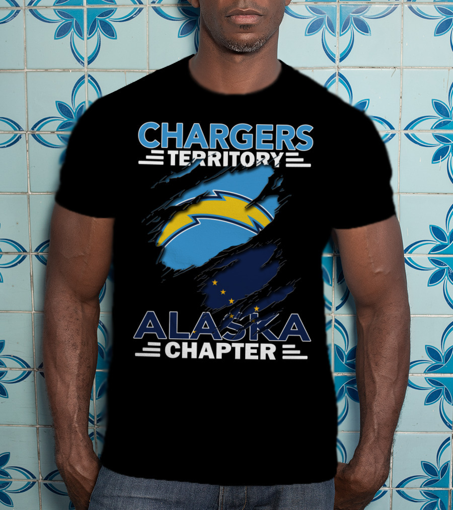 Chargers Territory Alaska Chapter Ripped Lightning Bolt And Stars T-Shirt