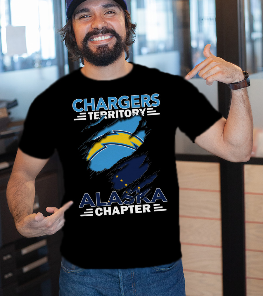 Chargers Territory Alaska Chapter Ripped Lightning Bolt And Stars T-Shirt