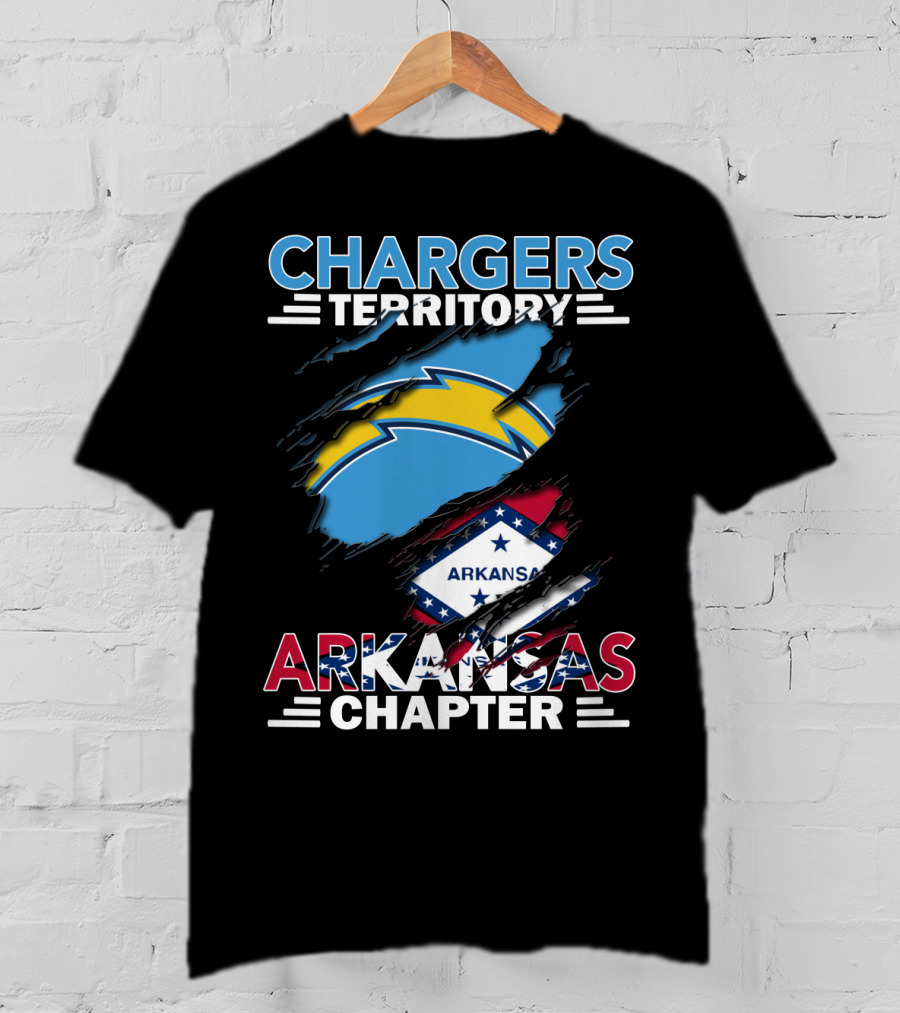 Chargers Territory Arkansas Chapter With Chargers Logo And Arkansas State Flag T-Shirt