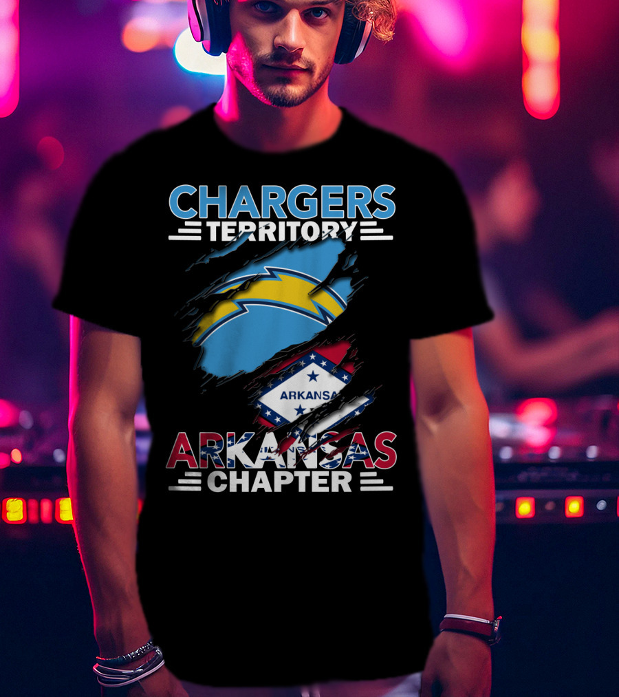 Chargers Territory Arkansas Chapter With Chargers Logo And Arkansas State Flag T-Shirt