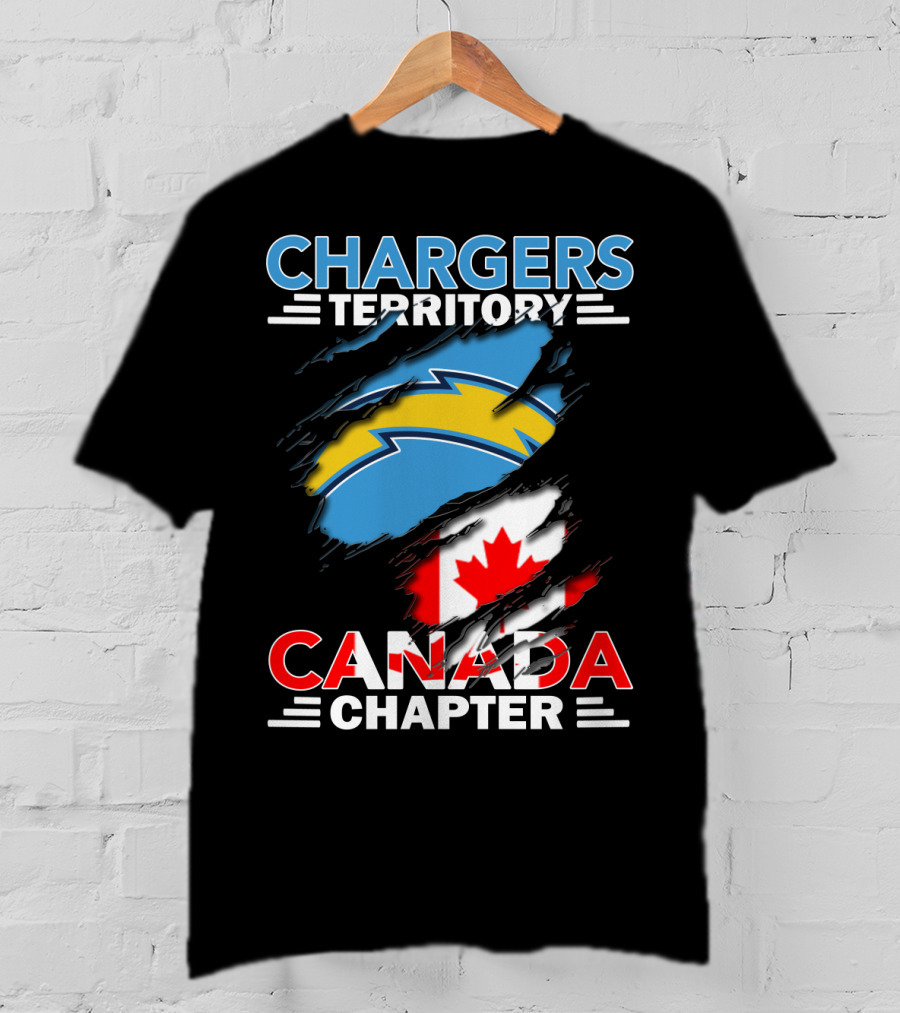 Chargers Territory Canada Chapter Lightning Bolt Canadian Flag T-Shirt