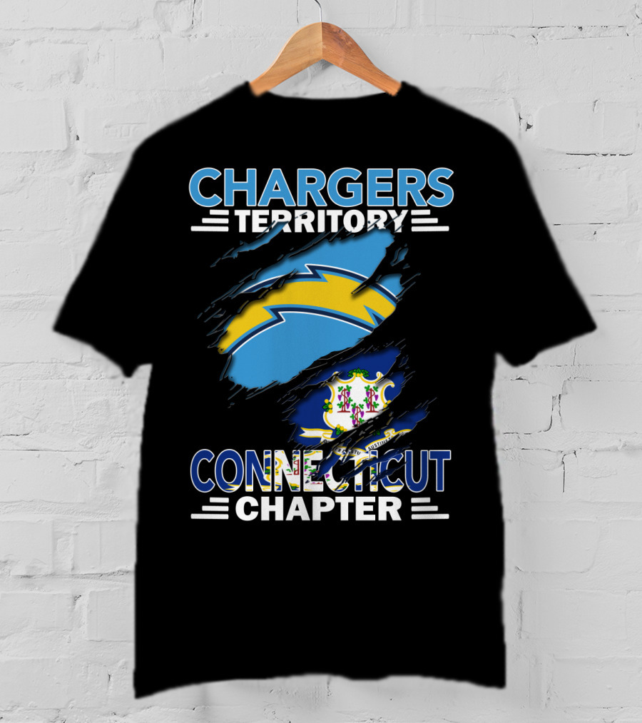 CHARGERS TERRITORY CONNECTICUT CHAPTER Chargers Logo Connecticut State Flag T-Shirt