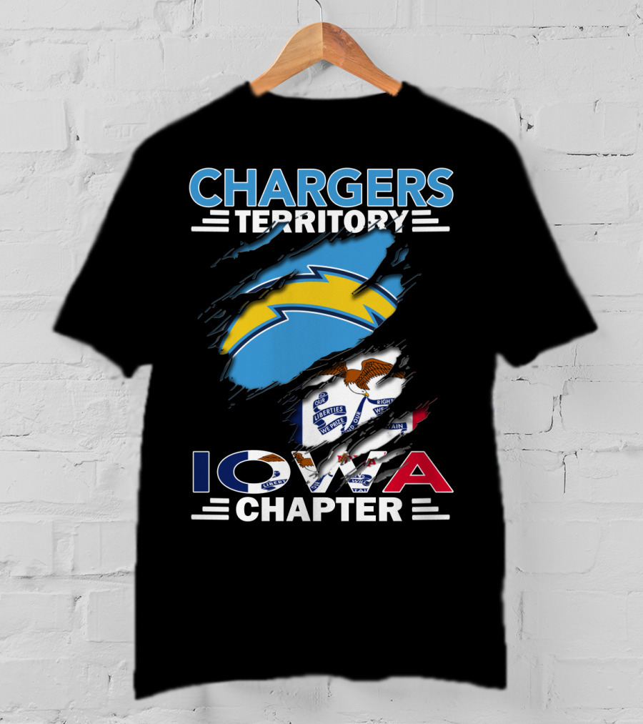 Chargers Territory Iowa Chapter NFL Logo With State Flag Elements T-Shirt