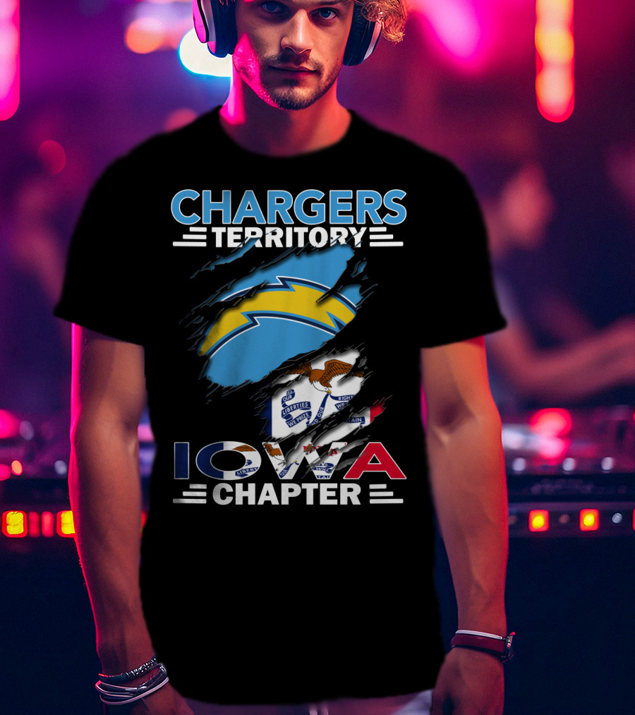 Chargers Territory Iowa Chapter NFL Logo With State Flag Elements T-Shirt
