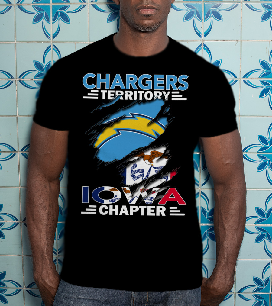 Chargers Territory Iowa Chapter NFL Logo With State Flag Elements T-Shirt