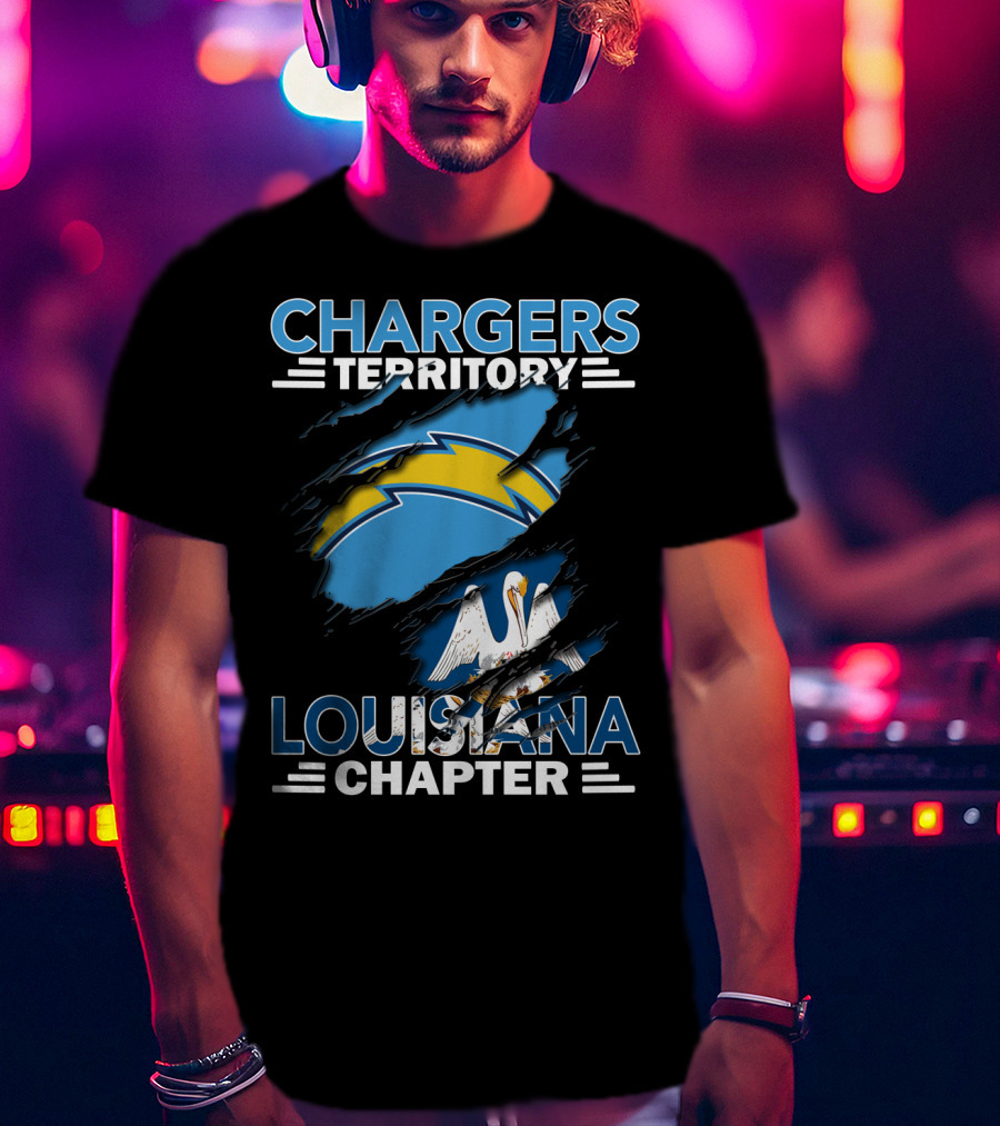 Chargers Territory Louisiana Chapter Pelican And Lightning Bolt T-Shirt