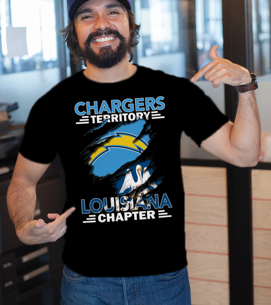 Chargers Territory Louisiana Chapter Pelican And Lightning Bolt T-Shirt