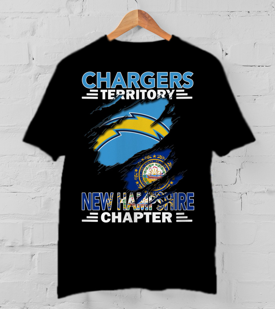 Chargers Territory New Hampshire Chapter State Flag And Lightning Bolt T-Shirt