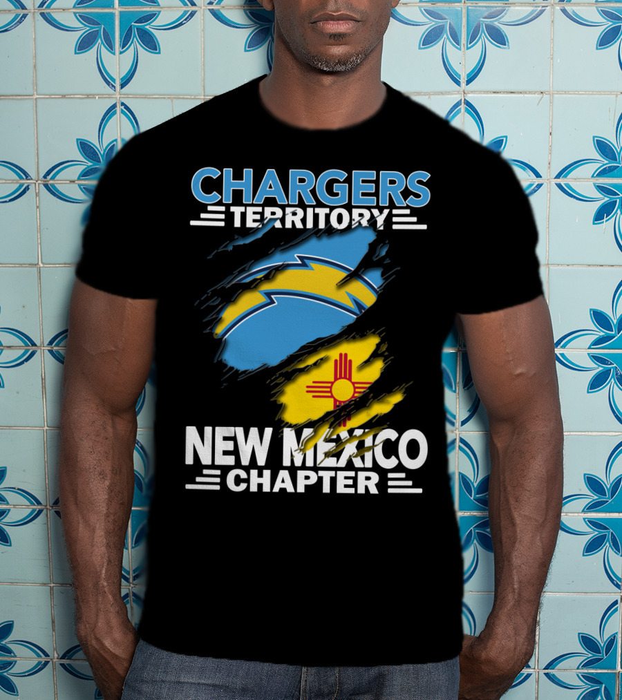 Chargers Territory New Mexico Chapter Torn Flags Zia Symbol Bolt T-Shirt