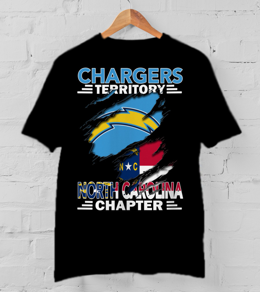 Chargers Territory North Carolina Chapter Logo With State Flag And Team T-Shirt