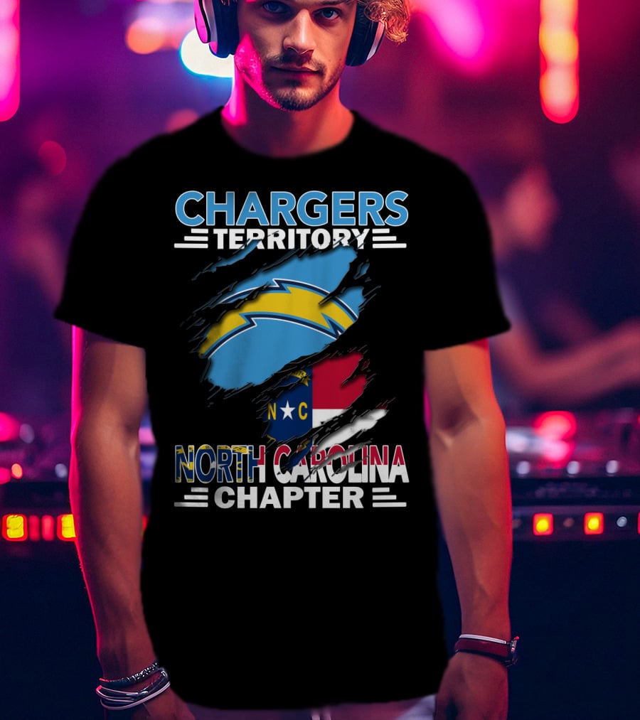 Chargers Territory North Carolina Chapter Logo With State Flag And Team T-Shirt