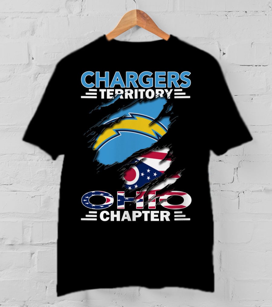 Chargers Territory Ohio Chapter Ohio Flag And Lightning Bolt T-Shirt
