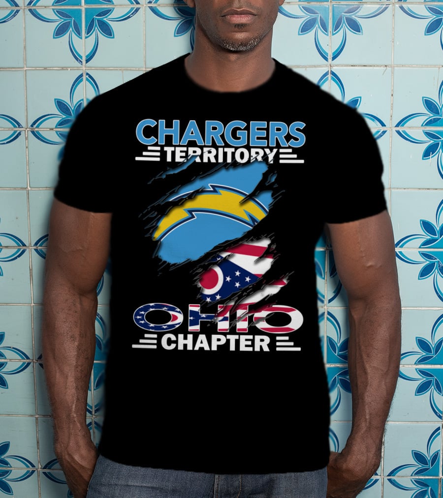 Chargers Territory Ohio Chapter Ohio Flag And Lightning Bolt T-Shirt