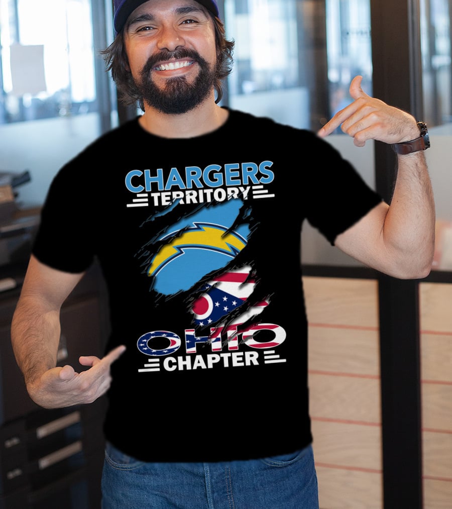 Chargers Territory Ohio Chapter Ohio Flag And Lightning Bolt T-Shirt