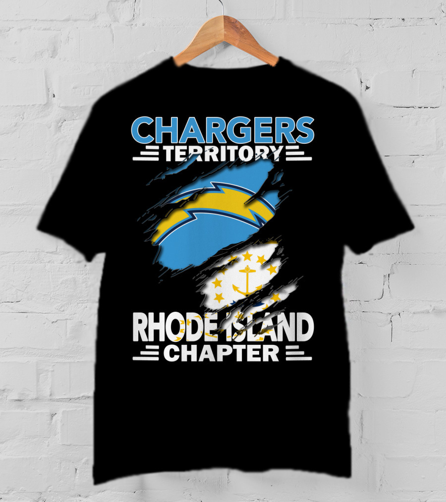 Chargers Territory Rhode Island Chapter Logo With Split Design Featuring Iconic Symbols T-Shirt
