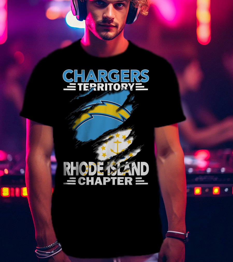 Chargers Territory Rhode Island Chapter Logo With Split Design Featuring Iconic Symbols T-Shirt