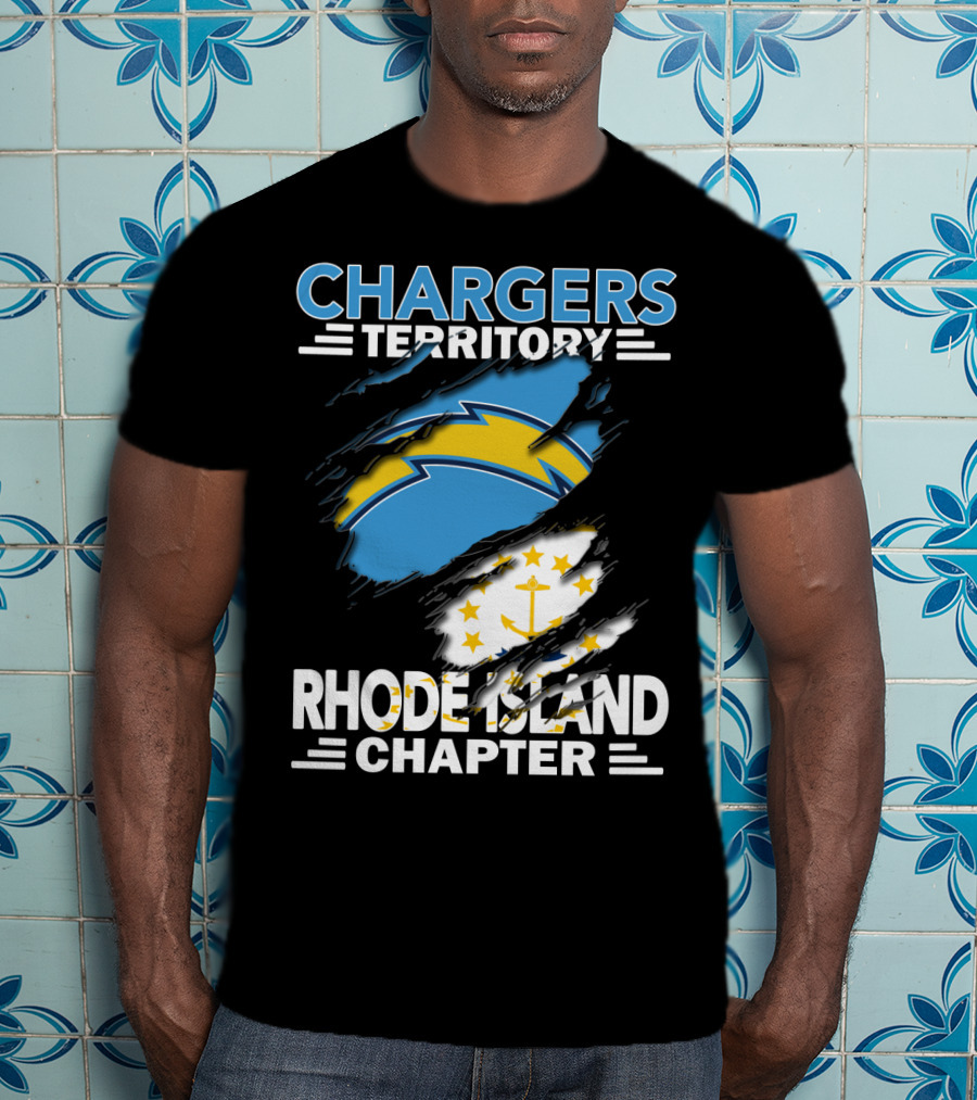 Chargers Territory Rhode Island Chapter Logo With Split Design Featuring Iconic Symbols T-Shirt