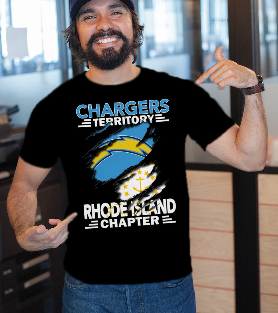 Chargers Territory Rhode Island Chapter Logo With Split Design Featuring Iconic Symbols T-Shirt