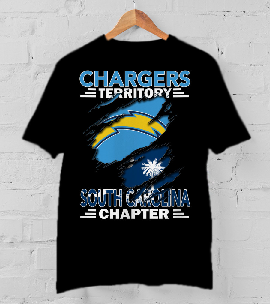 Chargers Territory South Carolina Chapter NFL Football Team Logo And State Flag Combo T-Shirt