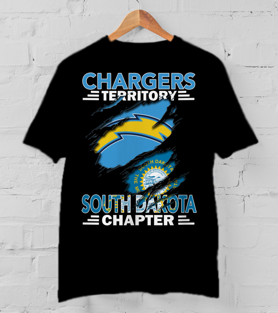 Chargers Territory South Dakota Chapter State Flag Lightning Bolt T-Shirt