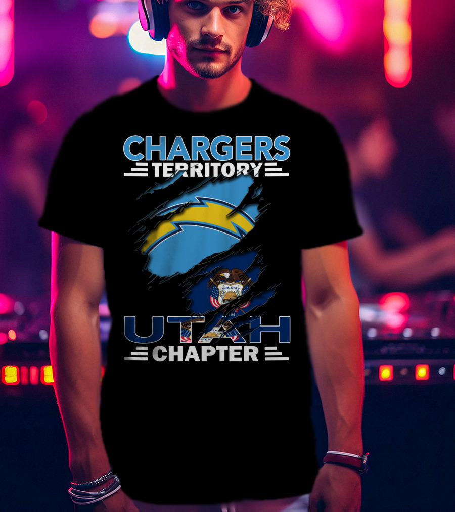 Chargers Territory Utah Chapter Ripped Flag T-Shirt