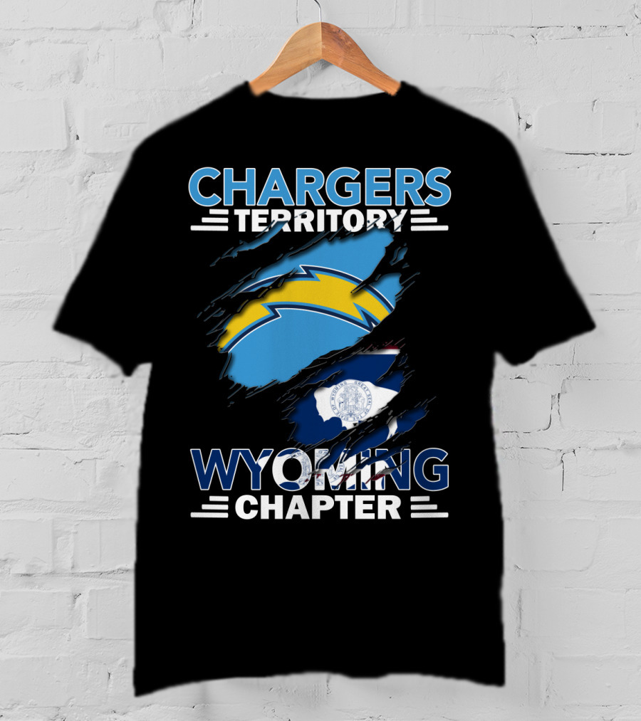 Chargers Territory Wyoming Chapter Logo With State Flag Background T-Shirt