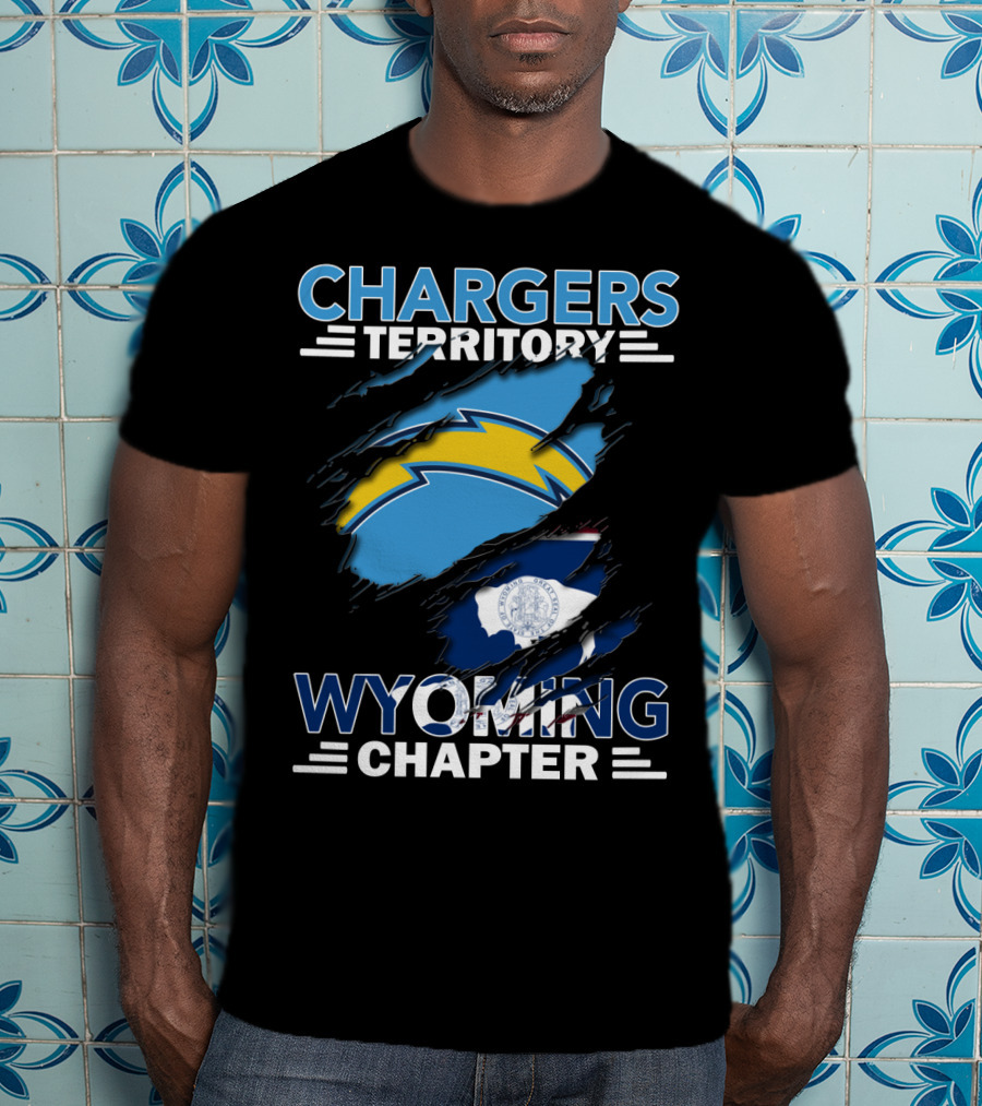 Chargers Territory Wyoming Chapter Logo With State Flag Background T-Shirt