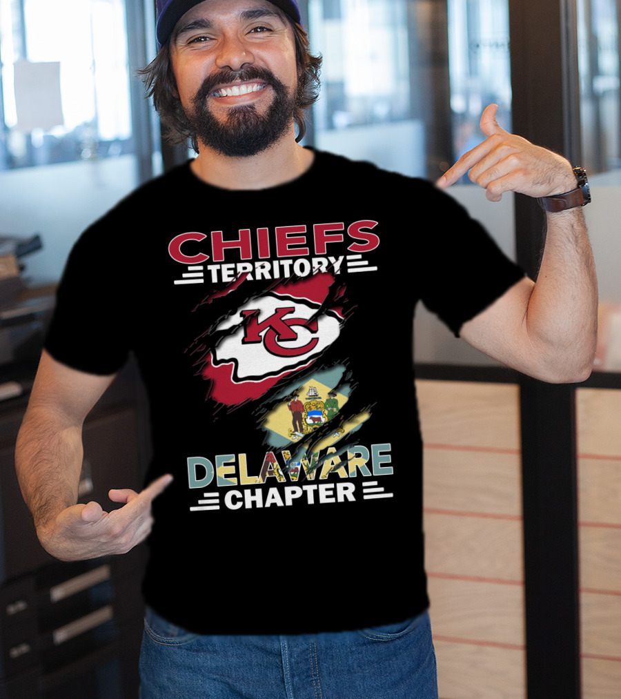 Chiefs Territory Delaware Chapter Kansas City Logo State Flag T-Shirt
