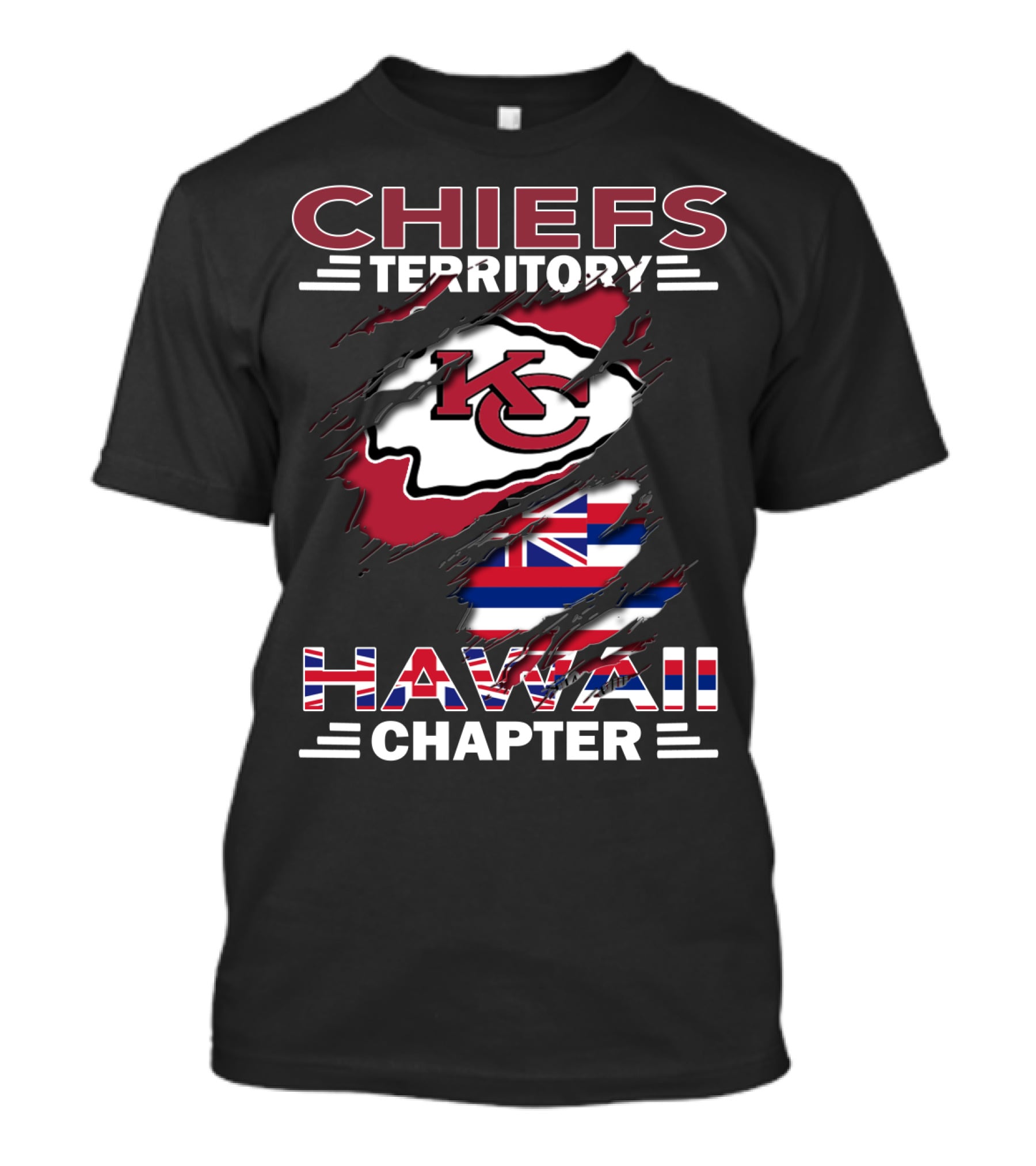 Chiefs Territory Hawaii Chapter KC Logo Hawaiian Flag T-Shirt