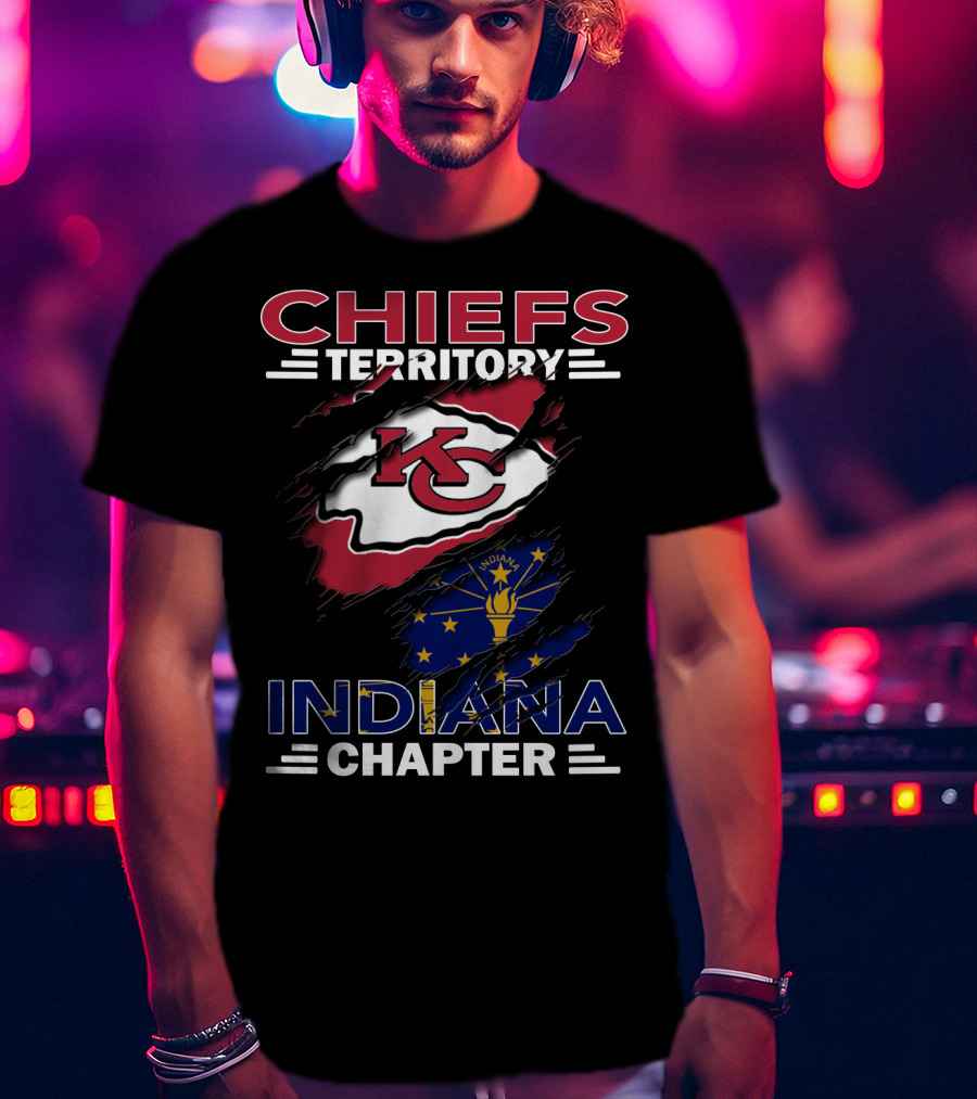 Chiefs Territory Indiana Chapter KC Logo And Indiana State Flag T-Shirt