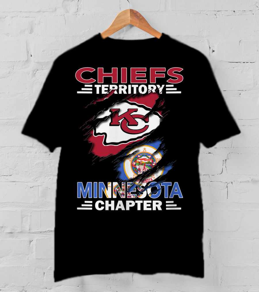 Chiefs Territory Minnesota Chapter With Kansas City Logo And Minnesota State Emblem T-Shirt