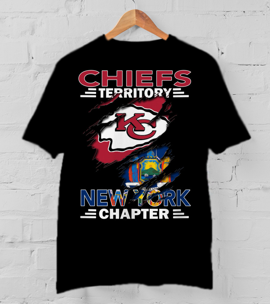 Chiefs Territory New York Chapter KC Logo And New York Flag T-Shirt