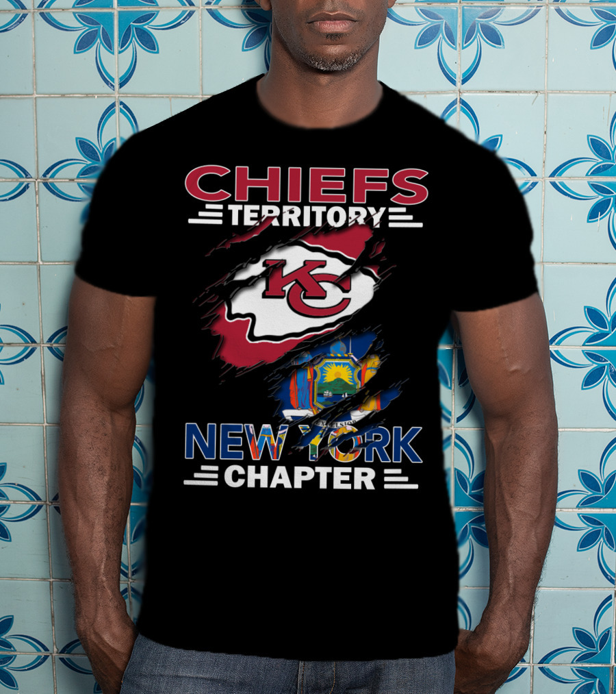 Chiefs Territory New York Chapter KC Logo And New York Flag T-Shirt