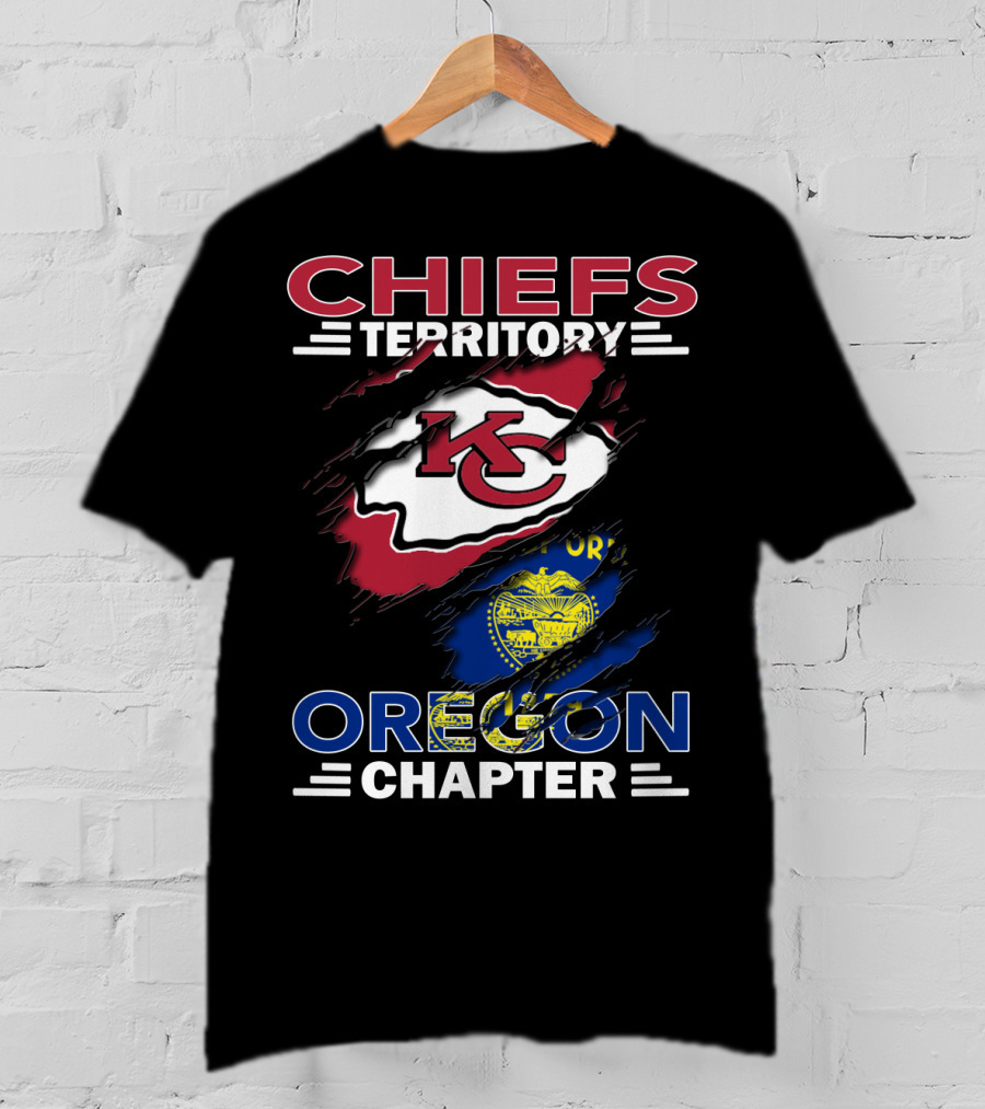 Chiefs Territory Oregon Chapter KC Chiefs Logo With Oregon State Flag T-Shirt