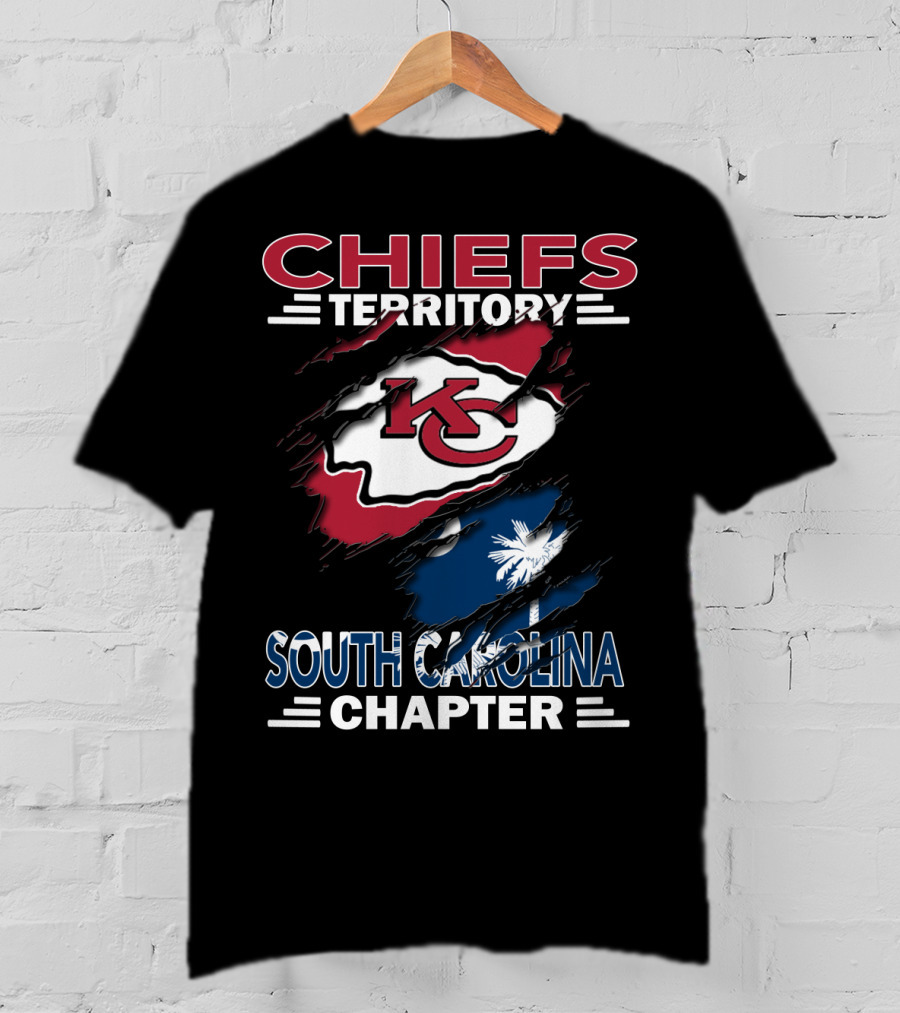Chiefs Territory South Carolina Chapter KC Logo Wrapping Palmetto Flag T-Shirt