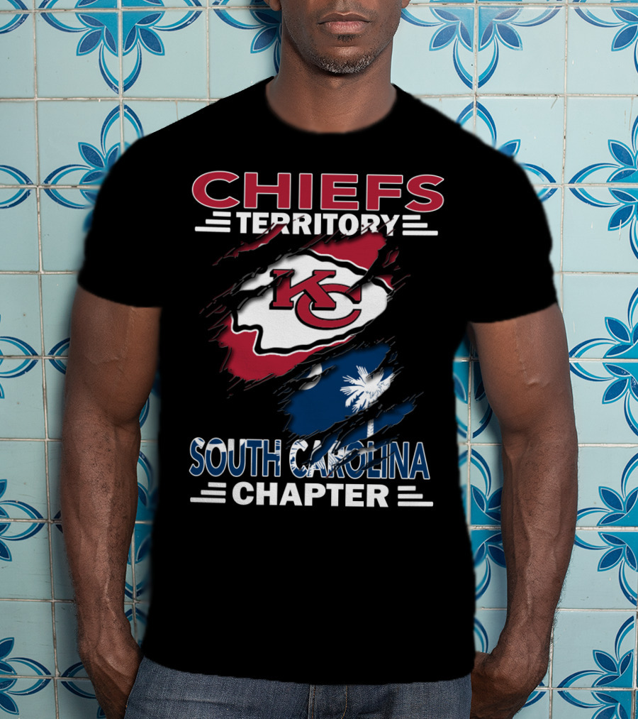 Chiefs Territory South Carolina Chapter KC Logo Wrapping Palmetto Flag T-Shirt