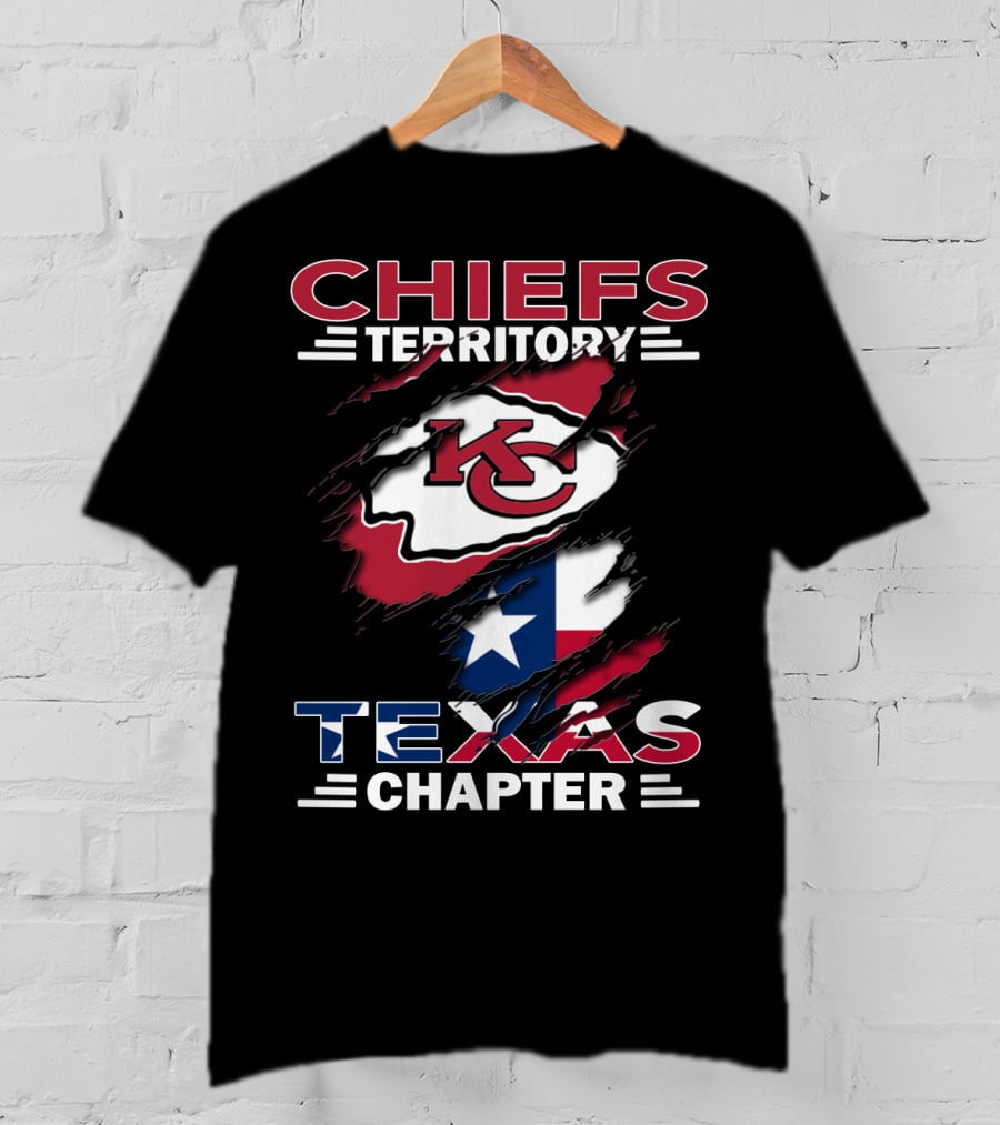 Chiefs Territory KC Logo Over Texas Flag Texas Chapter T-Shirt